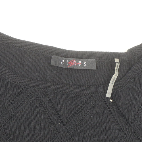 CYRUS Women's Black Knit Short Sleeve Crew Neck Top XL