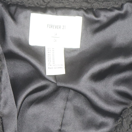 Forever 21 Women’s Black Fleece Long Coat Size M