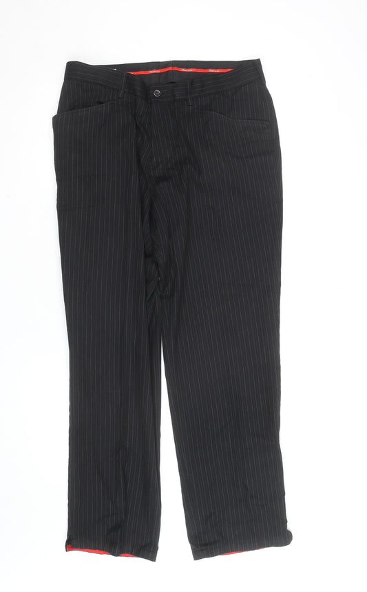 Dwyers & Co Men's Black Pinstripe Slim Fit Dress Trousers UK 34