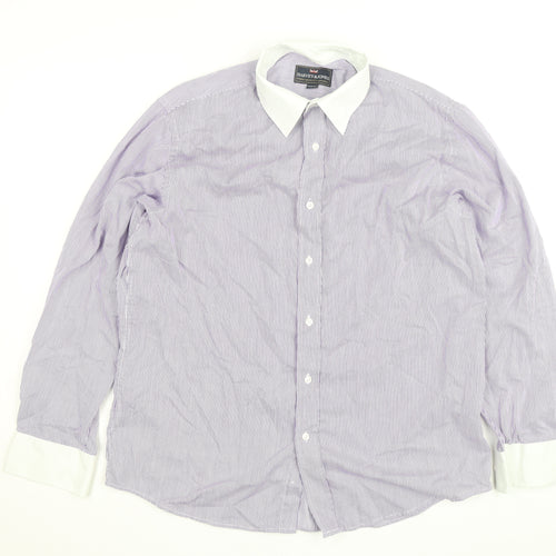 Harvey & Jones Women's Purple Striped Long Sleeve Button-Up Shirt Size 16