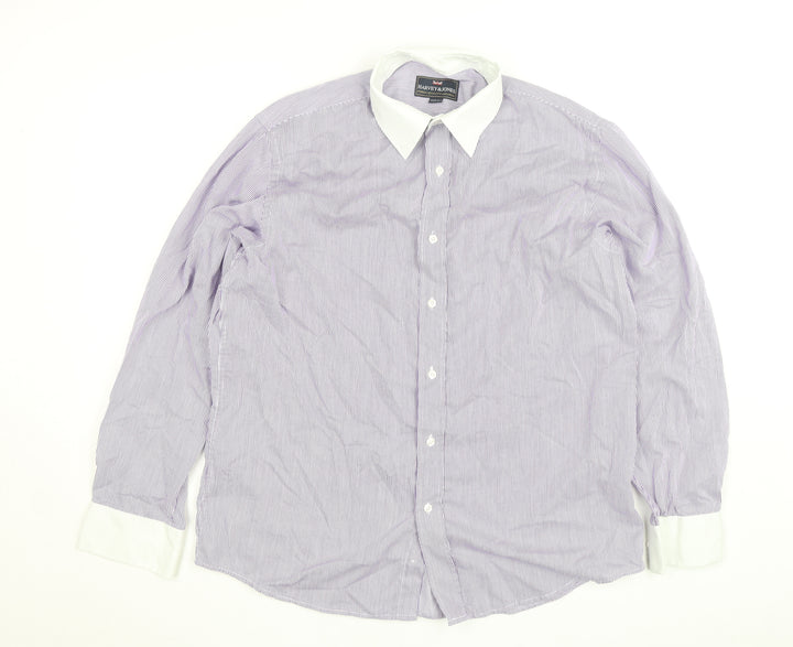Harvey & Jones Women's Purple Striped Long Sleeve Button-Up Shirt Size 16