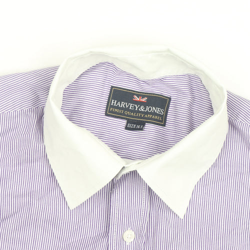 Harvey & Jones Women's Purple Striped Long Sleeve Button-Up Shirt Size 16