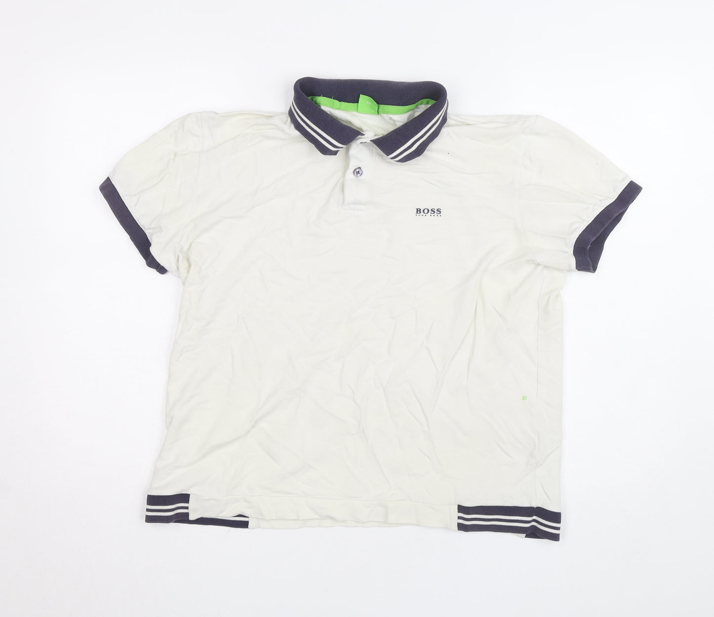 BOSS Men's White 2XL Polo Shirt Cotton Collared Classic Fit