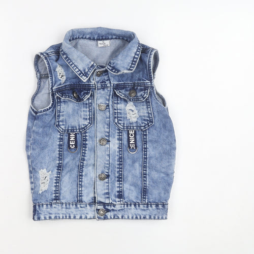 Kamikay Women's Blue Denim Sleeveless Waistcoat Size M Casual