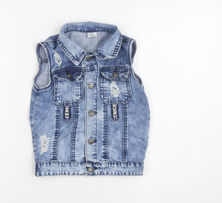 Kamikay Women's Blue Denim Sleeveless Waistcoat Size M Casual