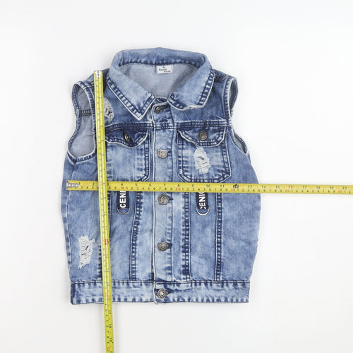 Kamikay Women's Blue Denim Sleeveless Waistcoat Size M Casual
