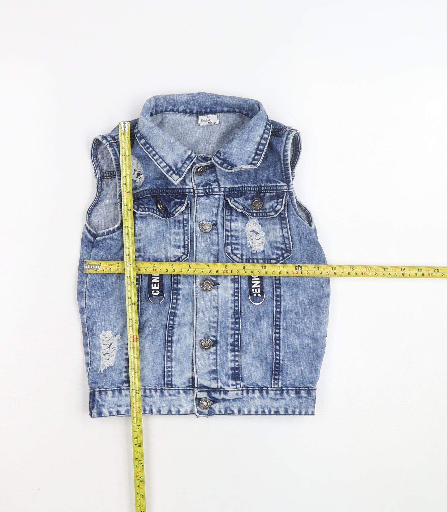 Kamikay Women's Blue Denim Sleeveless Waistcoat Size M Casual