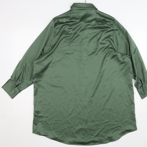 Vero Moda Women's Green Satin Long Sleeve Button-Up Shirt Size S