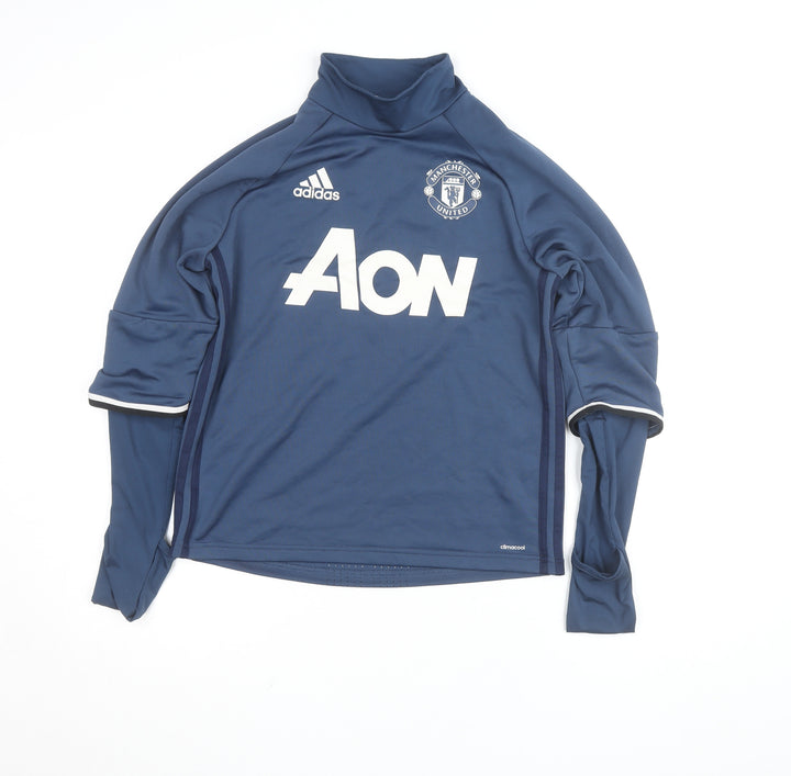 Adidas Boys Blue Manchester United Long Sleeve Training Top 13-14 Years