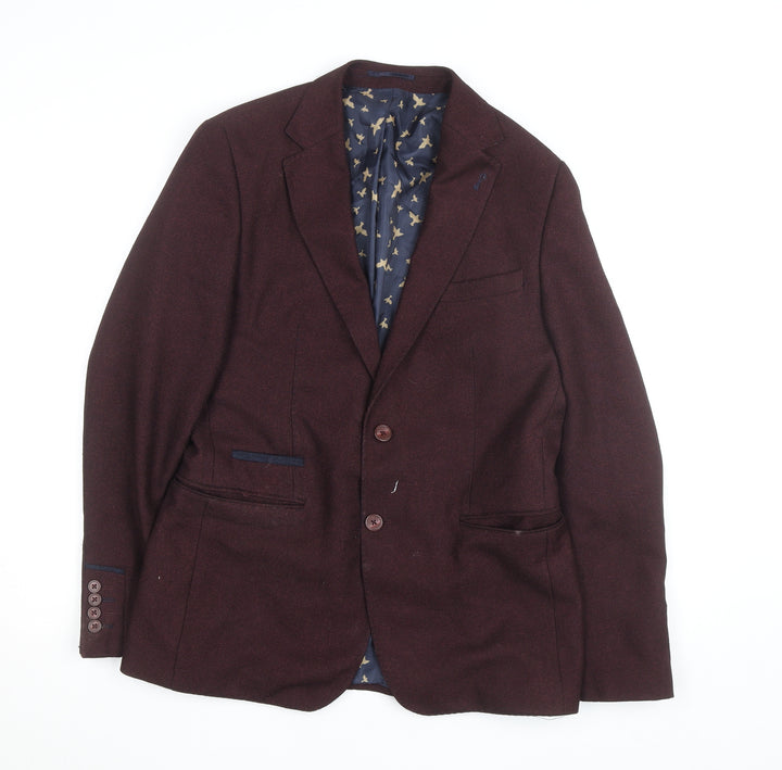 Charles Tyrwhitt Women's Brown Wool Blazer UK 14 Classic Lined Jacket