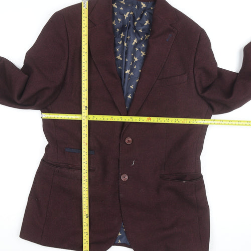 Charles Tyrwhitt Women's Brown Wool Blazer UK 14 Classic Lined Jacket