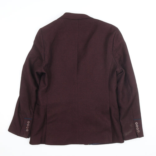 Charles Tyrwhitt Women's Brown Wool Blazer UK 14 Classic Lined Jacket