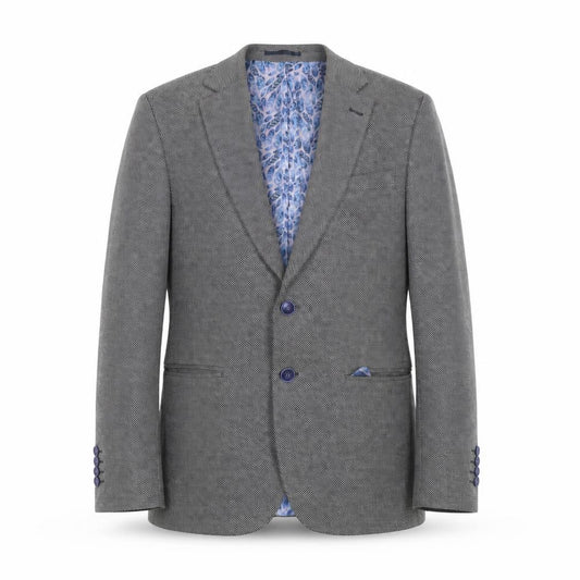 Front view of Icon Men Grey Herringbone Cotton Polyester Blazer 40 Regular