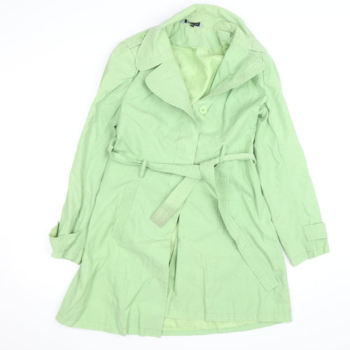 Red Herring Women’s Green Cotton Blend Mid-Length Trench Coat Size 12