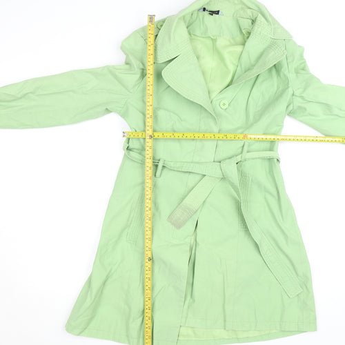 Red Herring Women’s Green Cotton Blend Mid-Length Trench Coat Size 12