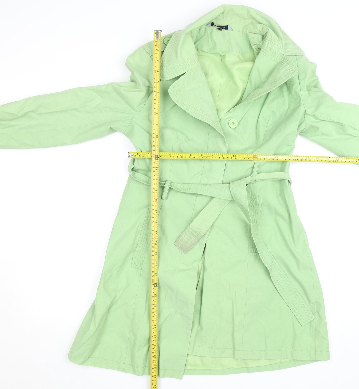 Red Herring Women’s Green Cotton Blend Mid-Length Trench Coat Size 12