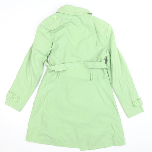 Red Herring Women’s Green Cotton Blend Mid-Length Trench Coat Size 12