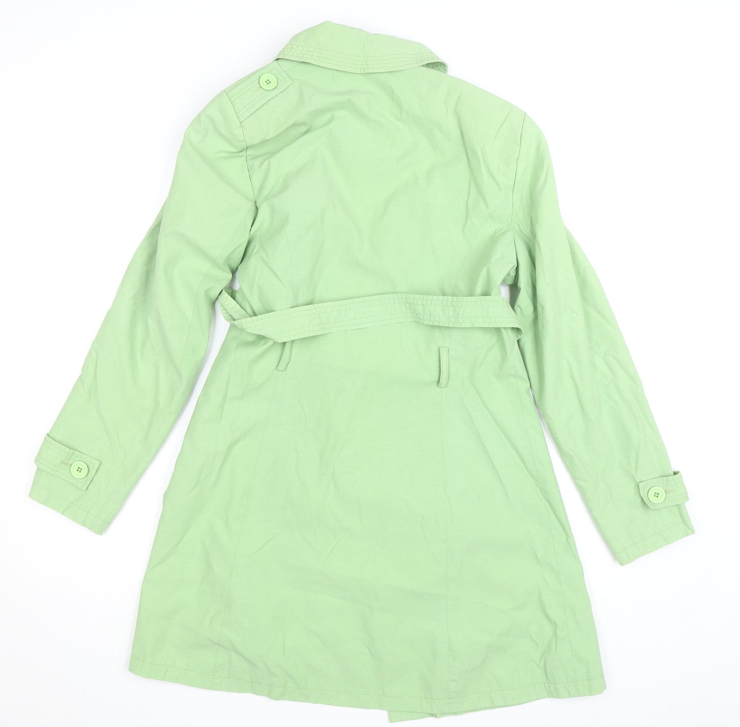 Red Herring Women’s Green Cotton Blend Mid-Length Trench Coat Size 12