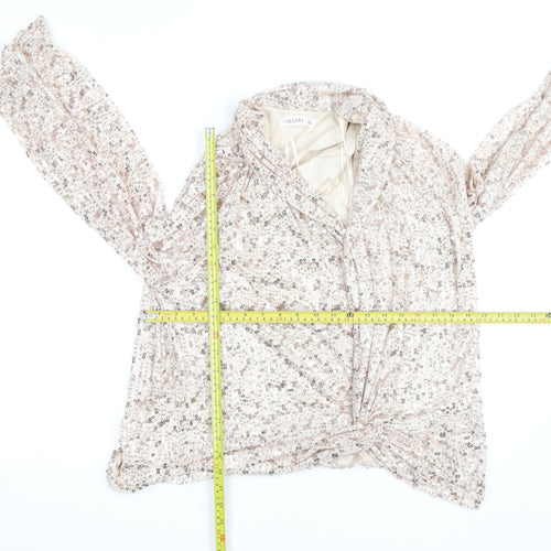 Gallery Women’s Beige Sequin Wrap Blouse UK 20 Long Sleeve Elegant Top