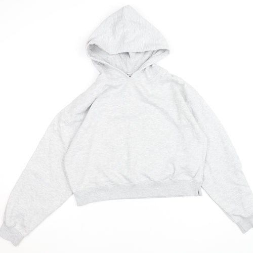 Stradivarius Women’s Grey Pullover Hoodie Size S - Soft Fleece Casual