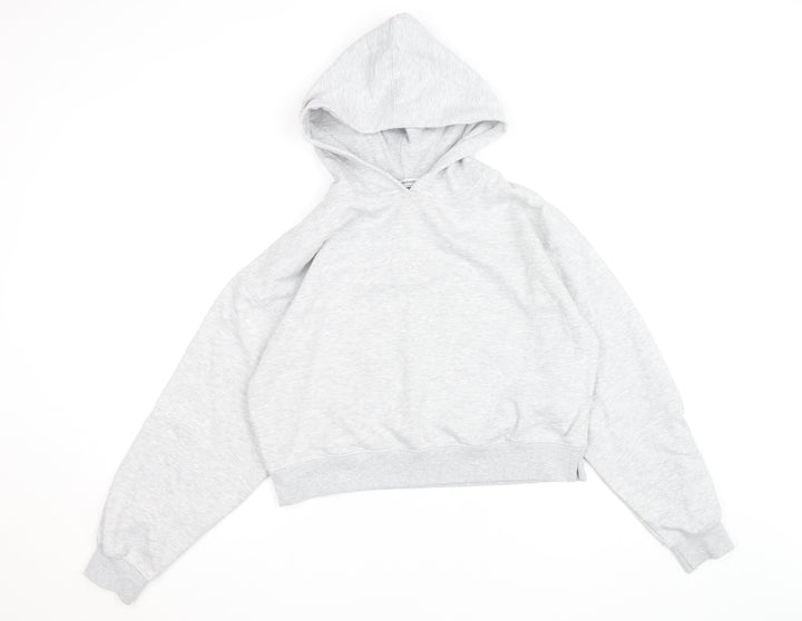 Stradivarius Women’s Grey Pullover Hoodie Size S - Soft Fleece Casual