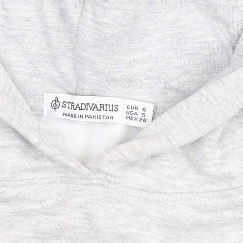 Stradivarius Women’s Grey Pullover Hoodie Size S - Soft Fleece Casual