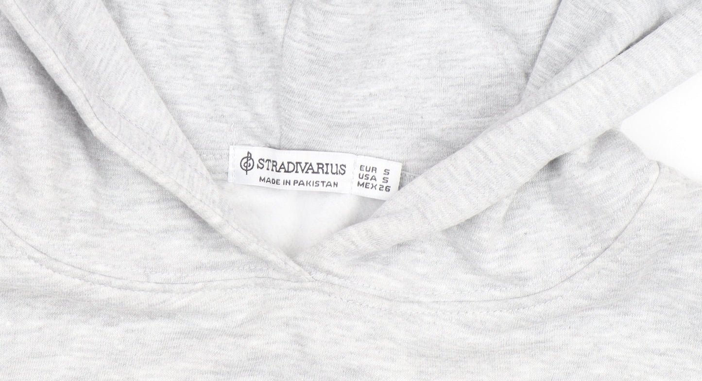 Stradivarius Women’s Grey Pullover Hoodie Size S - Soft Fleece Casual