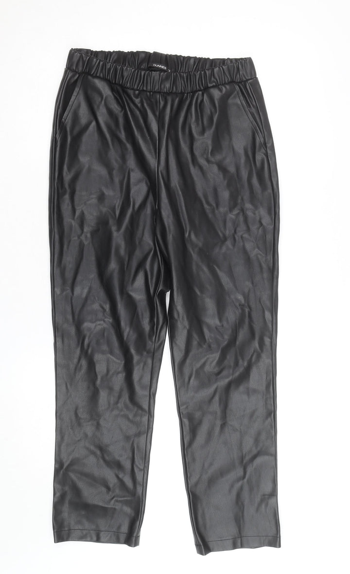 Dunnes Women Black Faux Leather Straight Trousers Size 12