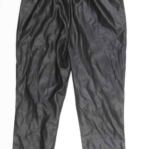 Dunnes Women Black Faux Leather Straight Trousers Size 12