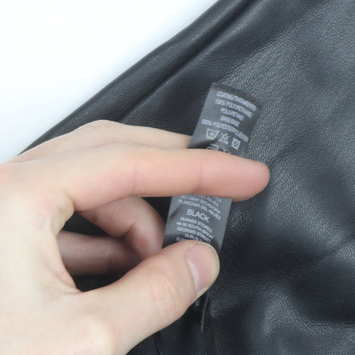 Dunnes Women Black Faux Leather Straight Trousers Size 12