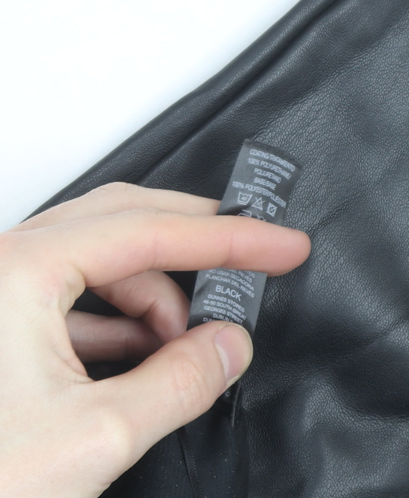 Dunnes Women Black Faux Leather Straight Trousers Size 12