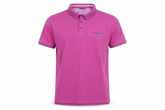 Front view of Dunnes Men’s Pink Cotton Short Sleeve Polo Shirt, size L
