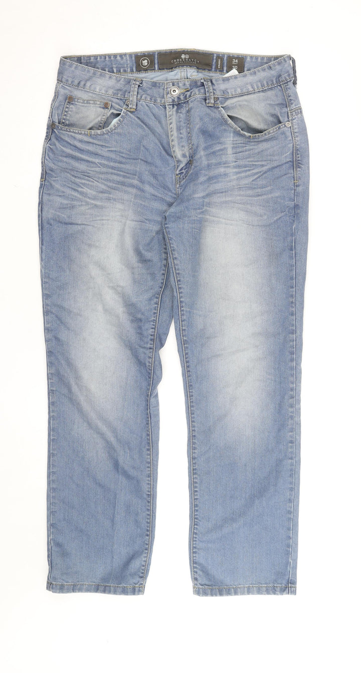 Crosshatch Men's Blue Straight Leg Denim Jeans W34 L30