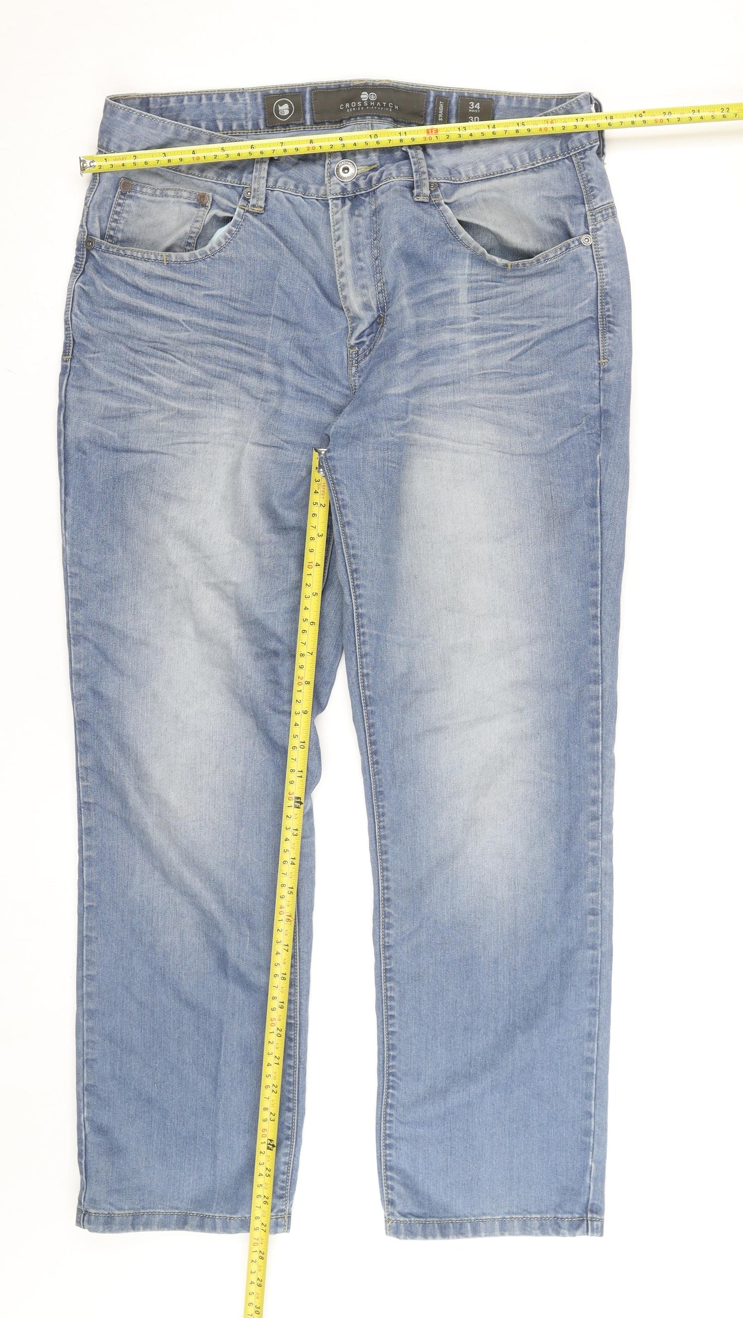 Crosshatch Men's Blue Straight Leg Denim Jeans W34 L30