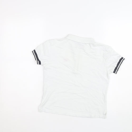 Superdry Boys White Short Sleeve Polo Shirt UK 6 Regular Fit Zip Collar