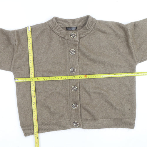 Dunnes Women Brown Wool Blend Crew Neck Cardigan Size M