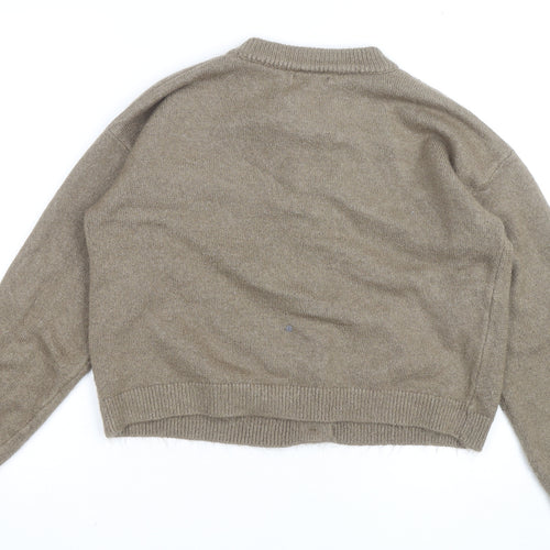 Dunnes Women Brown Wool Blend Crew Neck Cardigan Size M