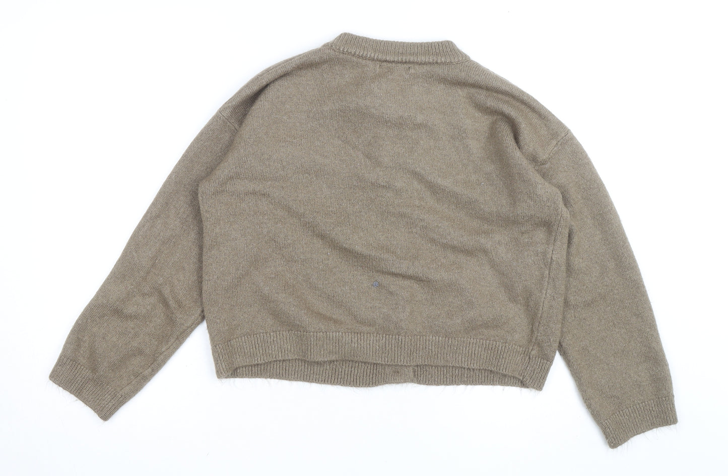 Dunnes Women Brown Wool Blend Crew Neck Cardigan Size M