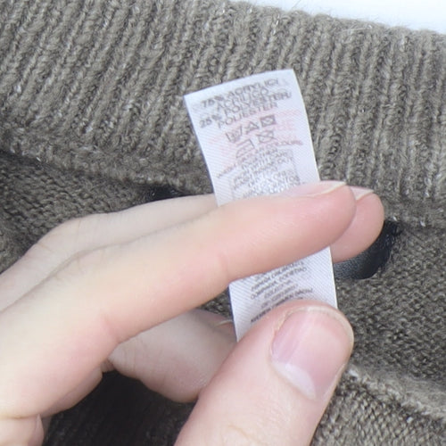 Dunnes Women Brown Wool Blend Crew Neck Cardigan Size M