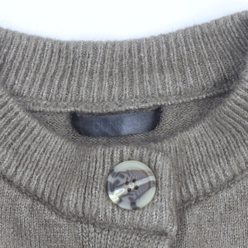 Dunnes Women Brown Wool Blend Crew Neck Cardigan Size M