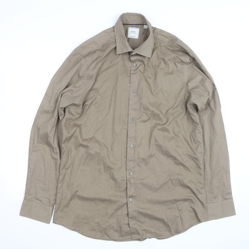 Next Mens Beige Regular Fit Long Sleeve Dress Shirt 16.5R