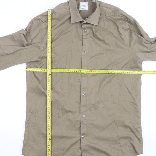 Next Mens Beige Regular Fit Long Sleeve Dress Shirt 16.5R