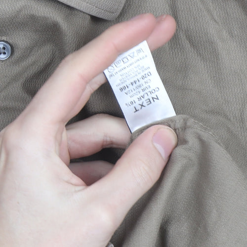 Next Mens Beige Regular Fit Long Sleeve Dress Shirt 16.5R