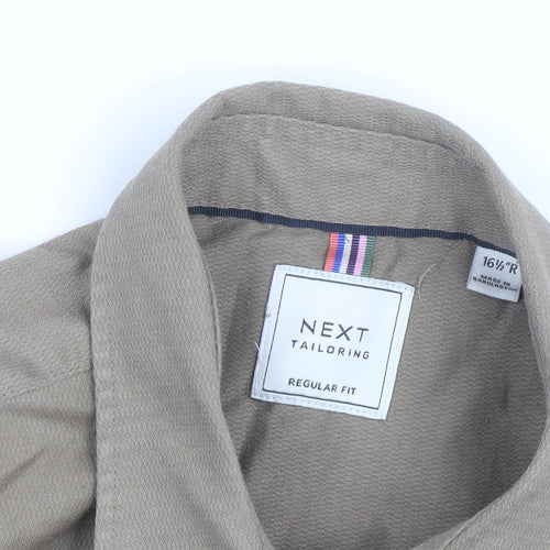 Next Mens Beige Regular Fit Long Sleeve Dress Shirt 16.5R