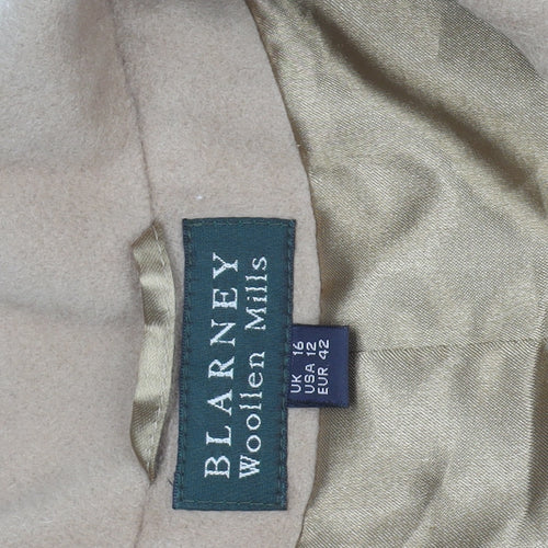 Blarney Woollen Mills Women's Beige Long Wool Overcoat Size 16