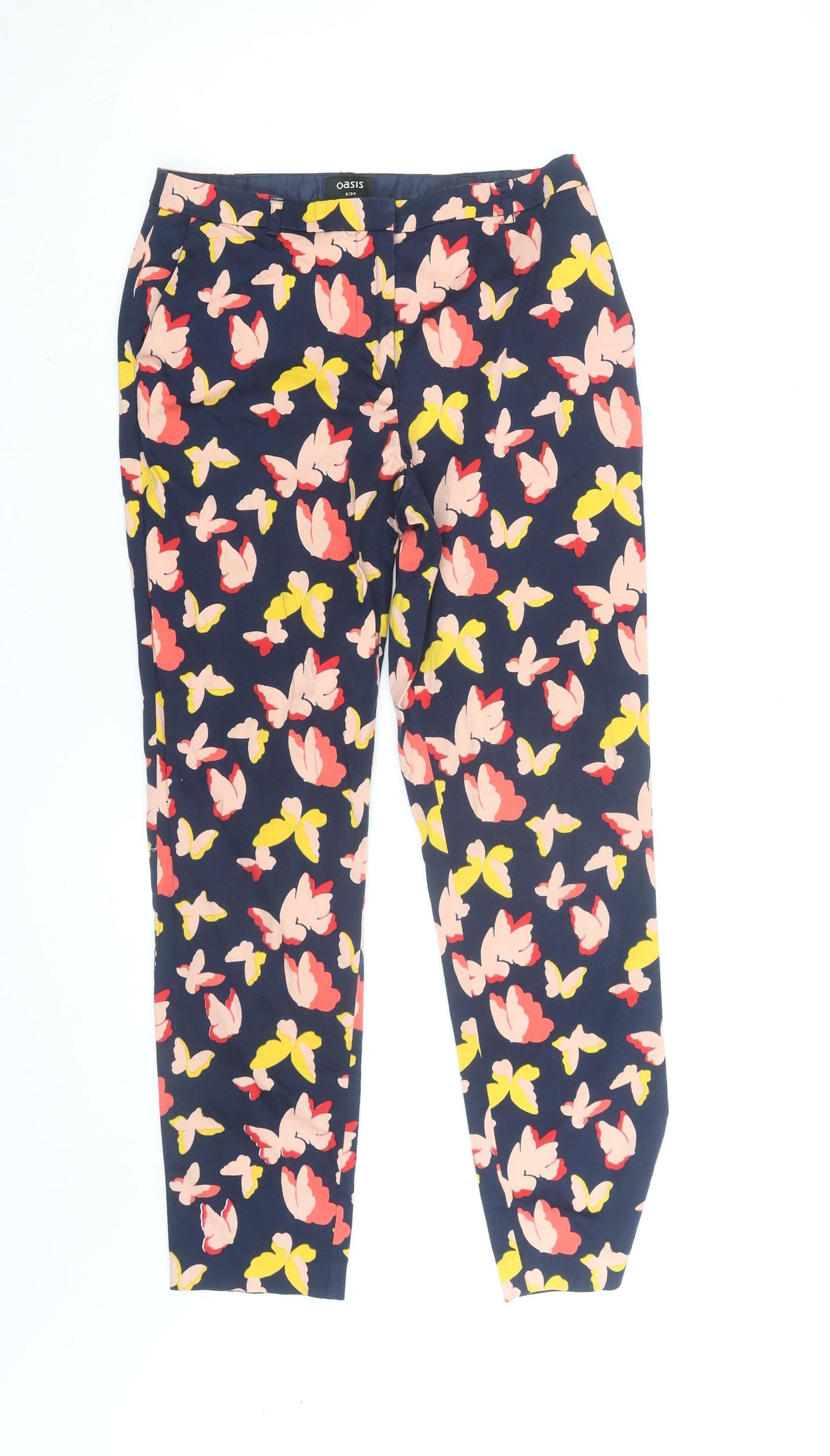 Oasis Women’s Multicoloured Floral Ankle Slim Trousers Size 8