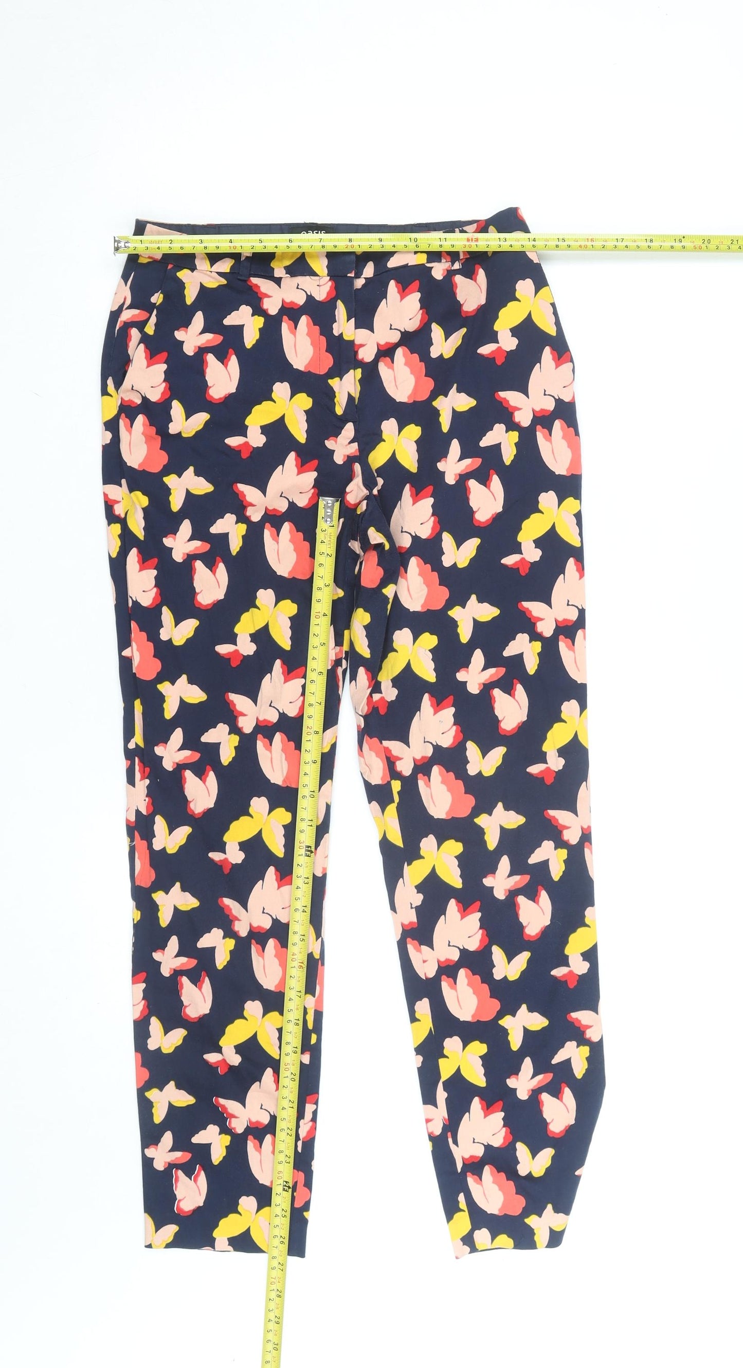 Oasis Women’s Multicoloured Floral Ankle Slim Trousers Size 8
