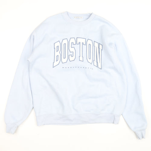 Stradivarius Unisex Blue Boston Crew Neck Sweatshirt XS