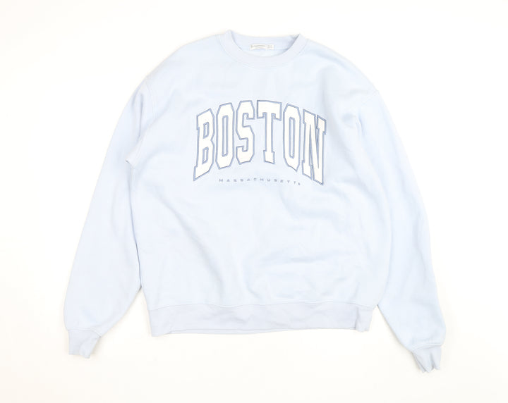 Stradivarius Unisex Blue Boston Crew Neck Sweatshirt XS