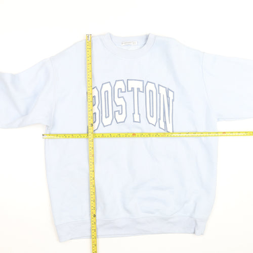 Stradivarius Unisex Blue Boston Crew Neck Sweatshirt XS
